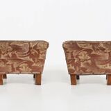 Set of 2 Art Deco poufs with original upholstery, France 1930