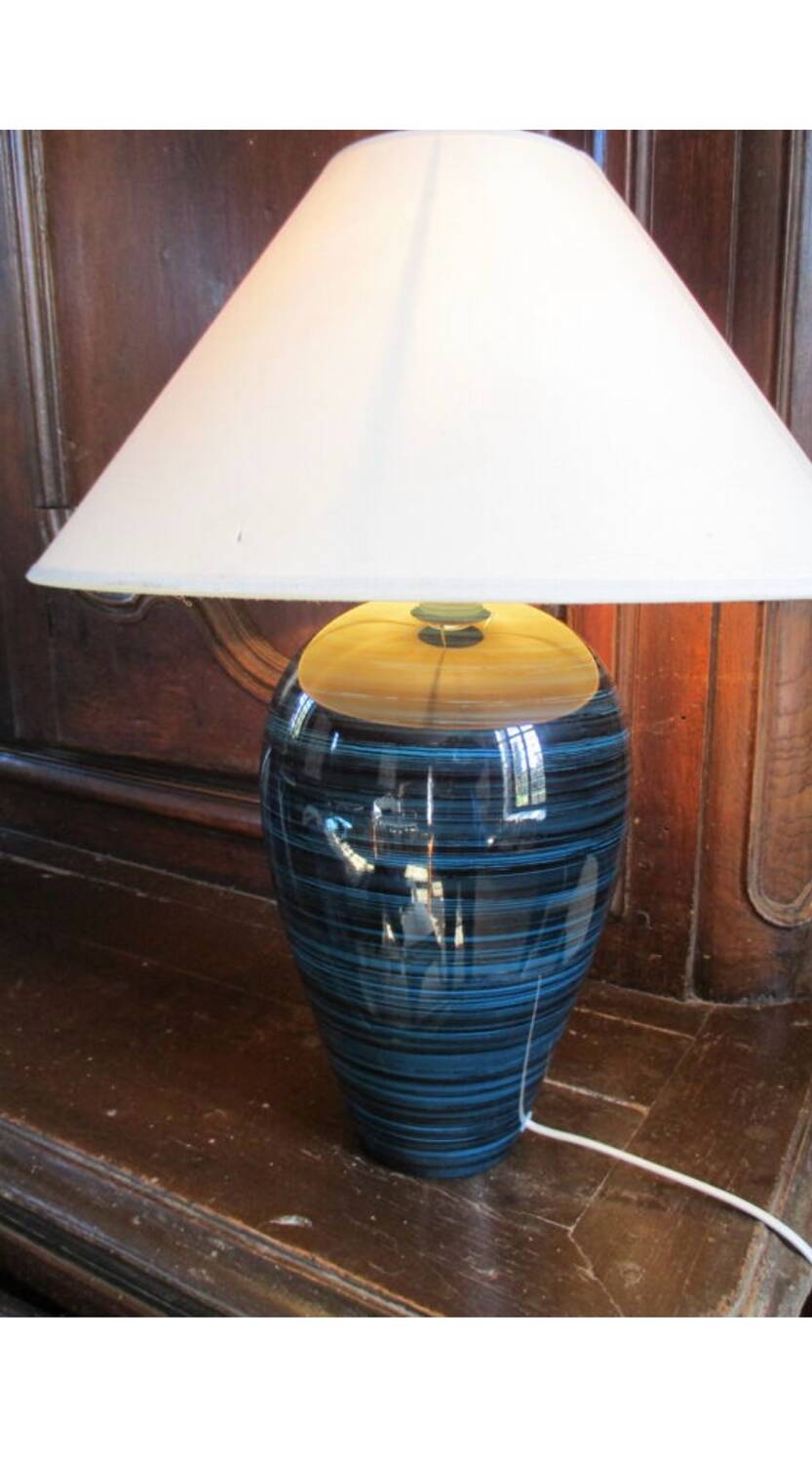 Blue ceramic lamp base
