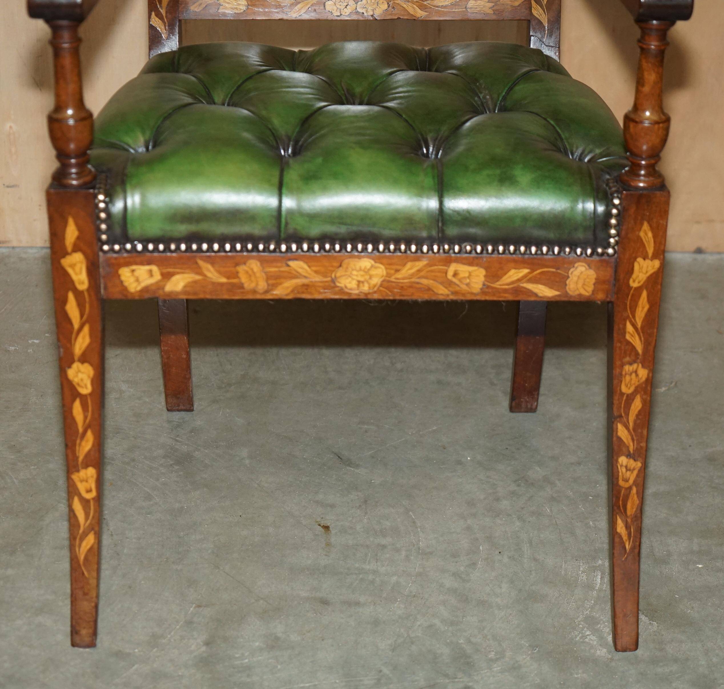 Chesterfield leather office chair with Dutch marquetry