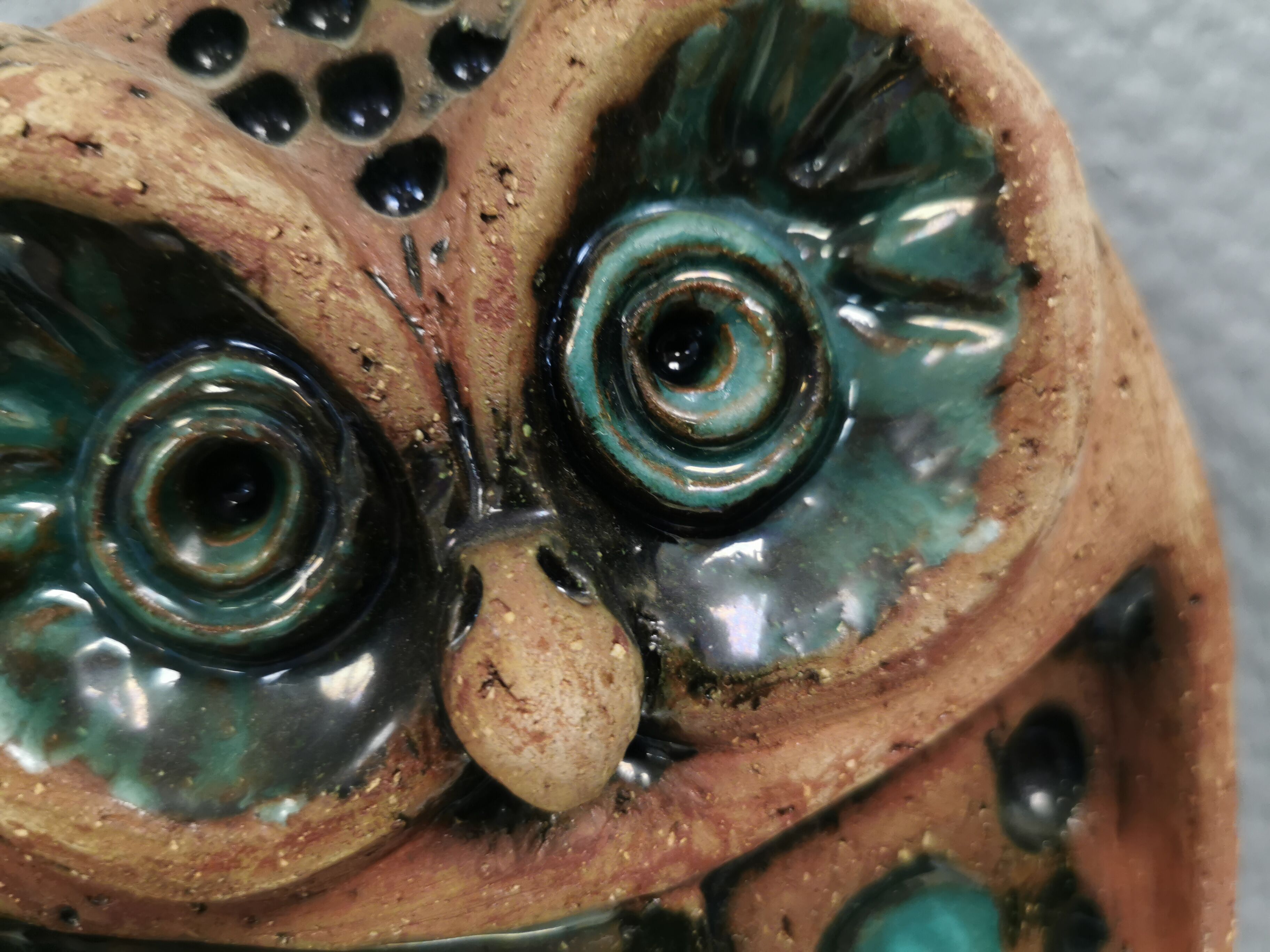 Owl, vintage ceramic wall plaque, Laholm, Sweden, 1970s
