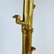 Pair of candelabra with a crane in gilded bronze, bamboo model.