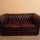 Burgundy leather chesterfield sofa two seater