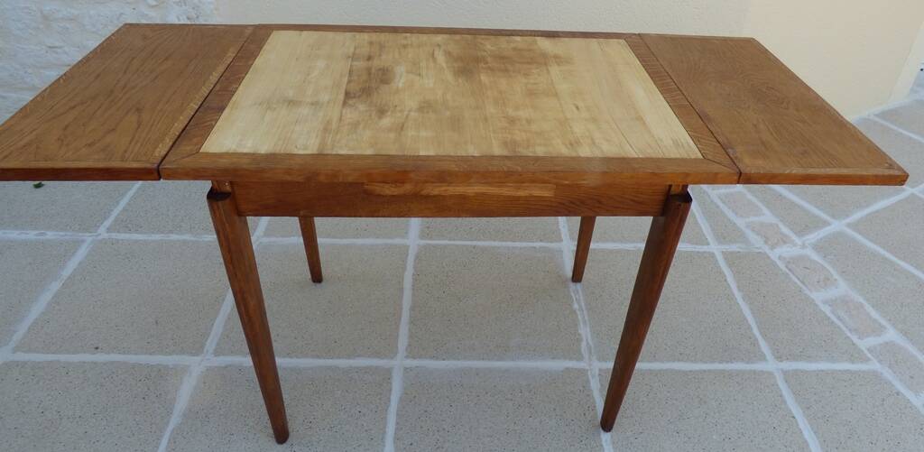 Italian wooden table with 2 extensions from 90 cm to 150 cm, completely restored