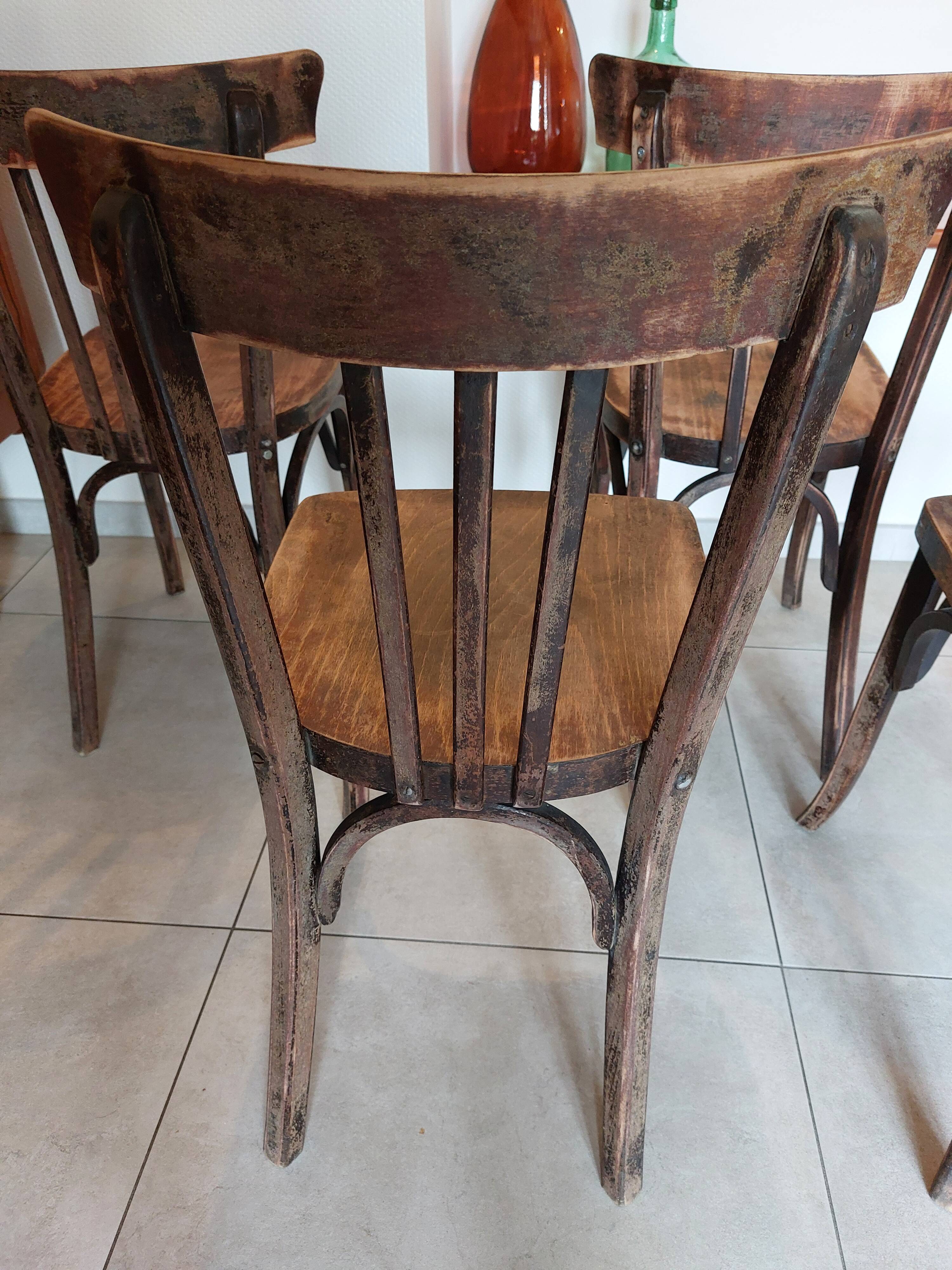 4 dark Luterma bistro chairs, sanded. Painting possible.