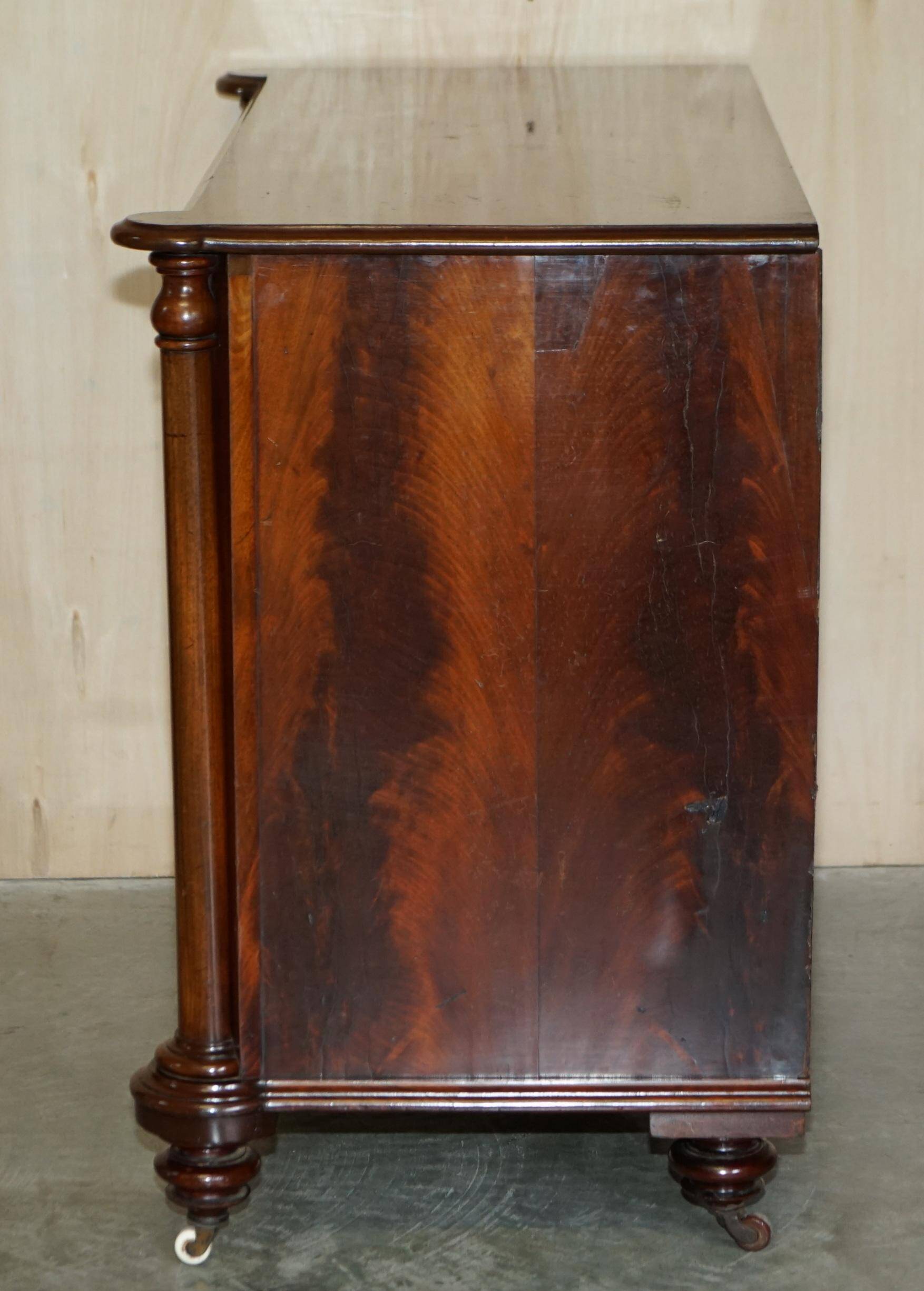 Victorian Flame Wood Commode with Porcelain Casters