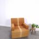 1970s retractable lounge chair in brown stripes with chrome tube frame.
