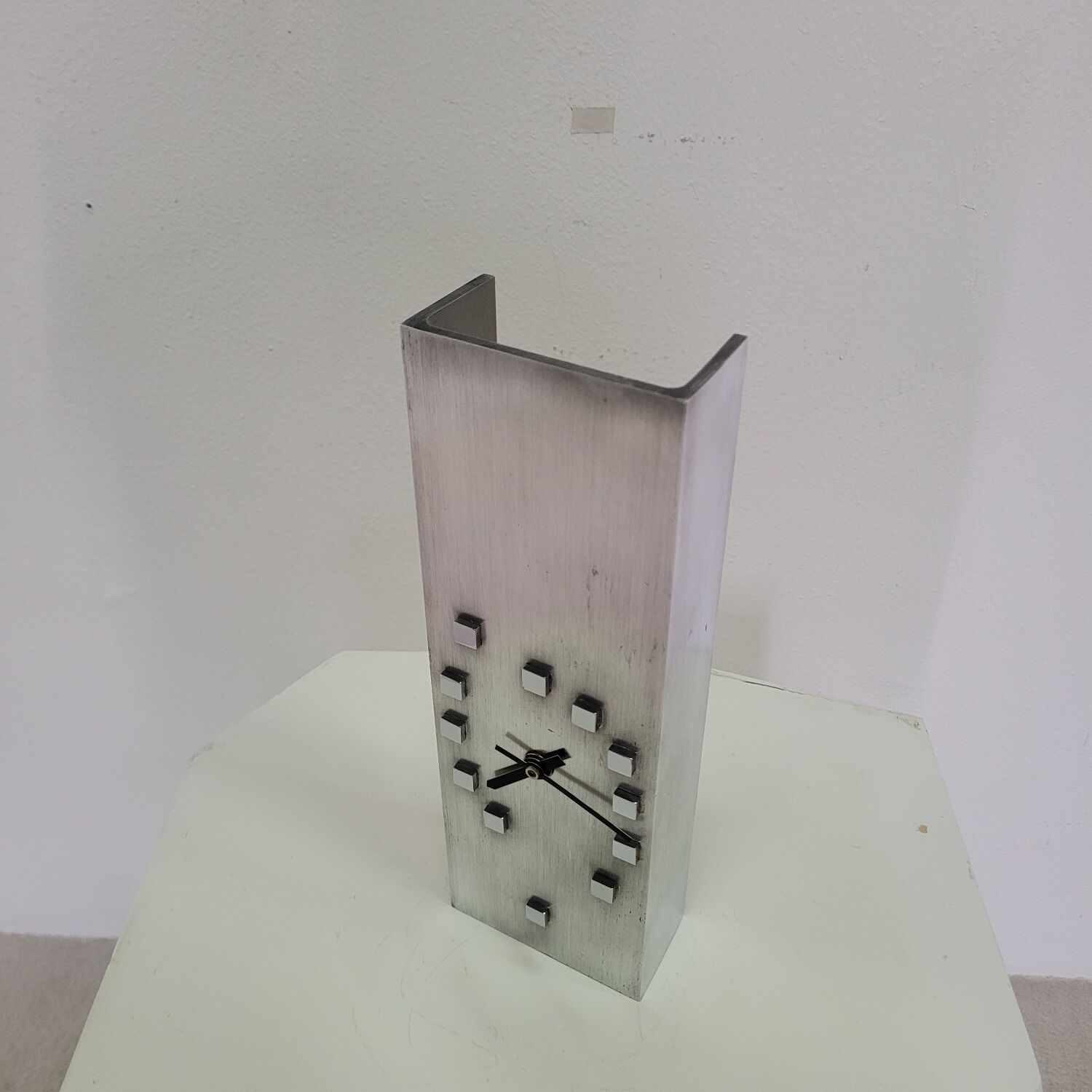 Vintage aluminum table clock from the 70s