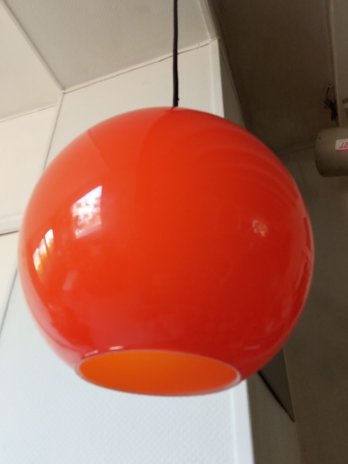 Orange opaline suspension lamp 60s