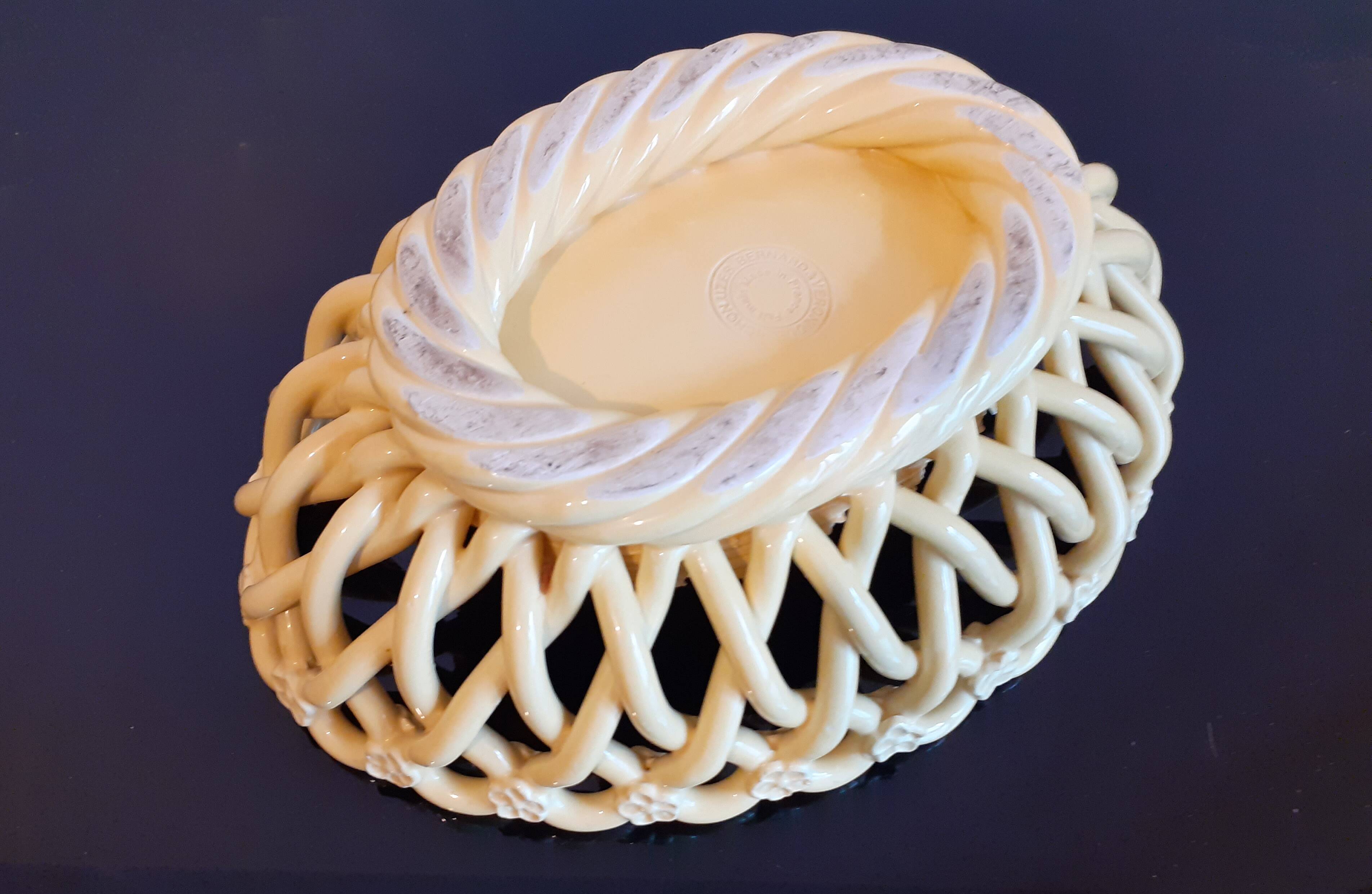 Pichon uzes bernard & véronique handmade / yellow ceramic woven basket