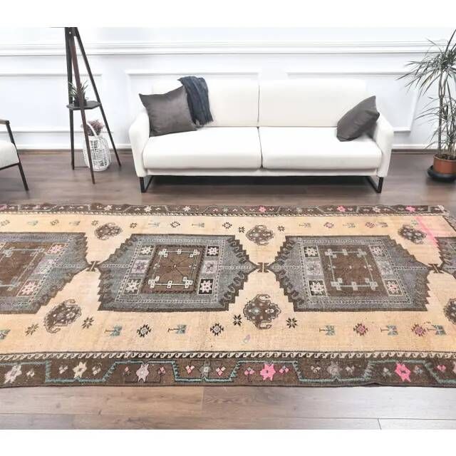 Vintage Turkish Anatolian Hand-Knotted Wide Runner 183x353