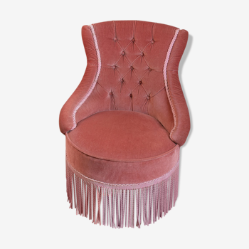 Fauteuil crapaud vieux rose