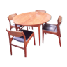 Table ronde avec rallonge et chaises des années 60