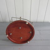 Old mechanical wine decanter on wooden base