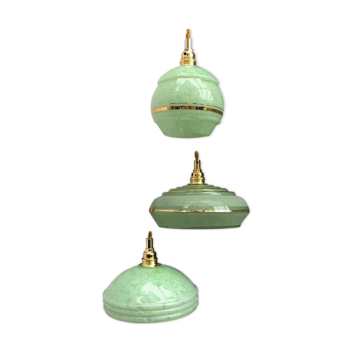 Suspension cascade three lights grlobes vintage