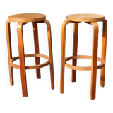 Pair of Artek type 64 bar stools from the 80s