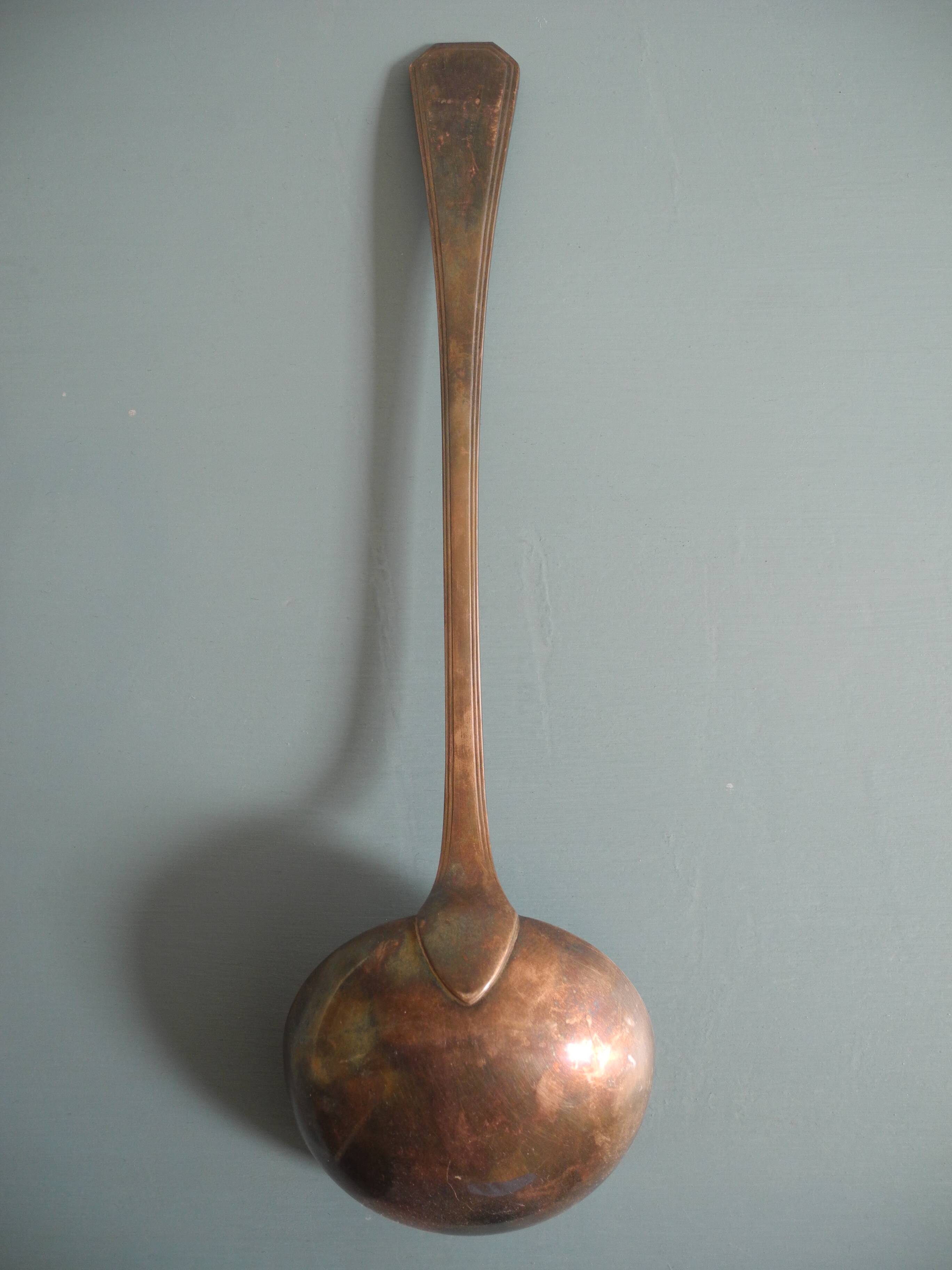 Old silver metal ladle Christofle art table vintage silver metal lad