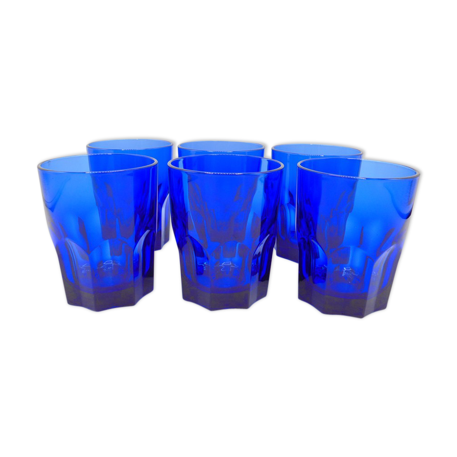 Set of 6 blue glass