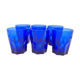 Set of 6 blue glass