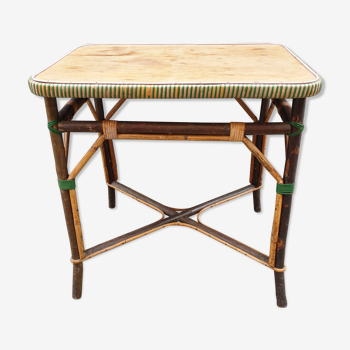 Old rattan and wood table 1930s 1950s