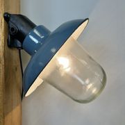 Industrial Blue Painted Factory Lamp Wall Light from Elektrosvit, 1960s