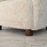 1960s, Danish armchair, genuine sheepskin "Canberra", reupholstered.