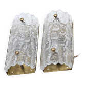 Lampe murale en verre de Carl Fagerlund pour Orrefors Suède  1960s set of 2