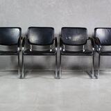 Set of 4 vintage tubular steel lounge chair