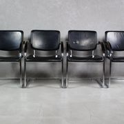 Set of 4 vintage tubular steel lounge chair