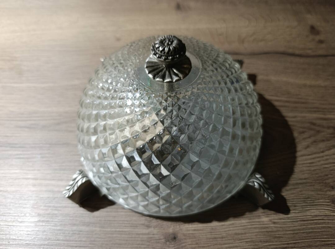 Diamond point ceiling light and chrome, mid-century