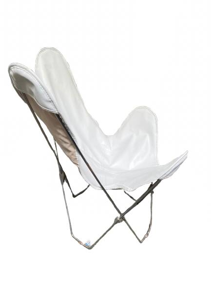 Pair of white leatherette butterfly chairs
