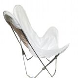Pair of white leatherette butterfly chairs