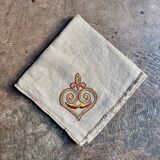 Nappe en chanvre brodé et 12 serviettes de table