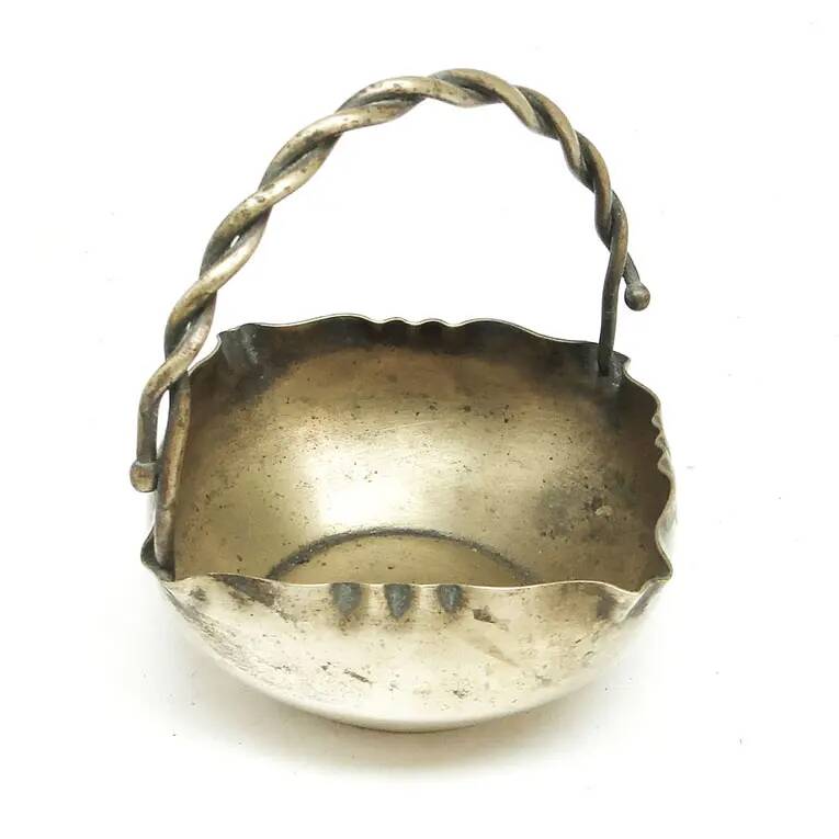 Basket sugar bowl, Art Nouveau, silver-plated brass, Norblin, Poland, early 20th century