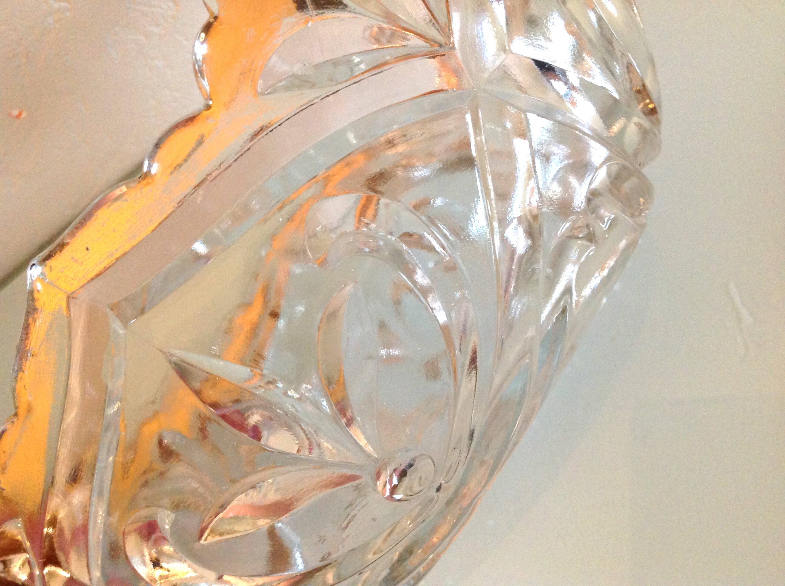 Cut crystal fruit bowl with gold rim / vintage 50s-60s