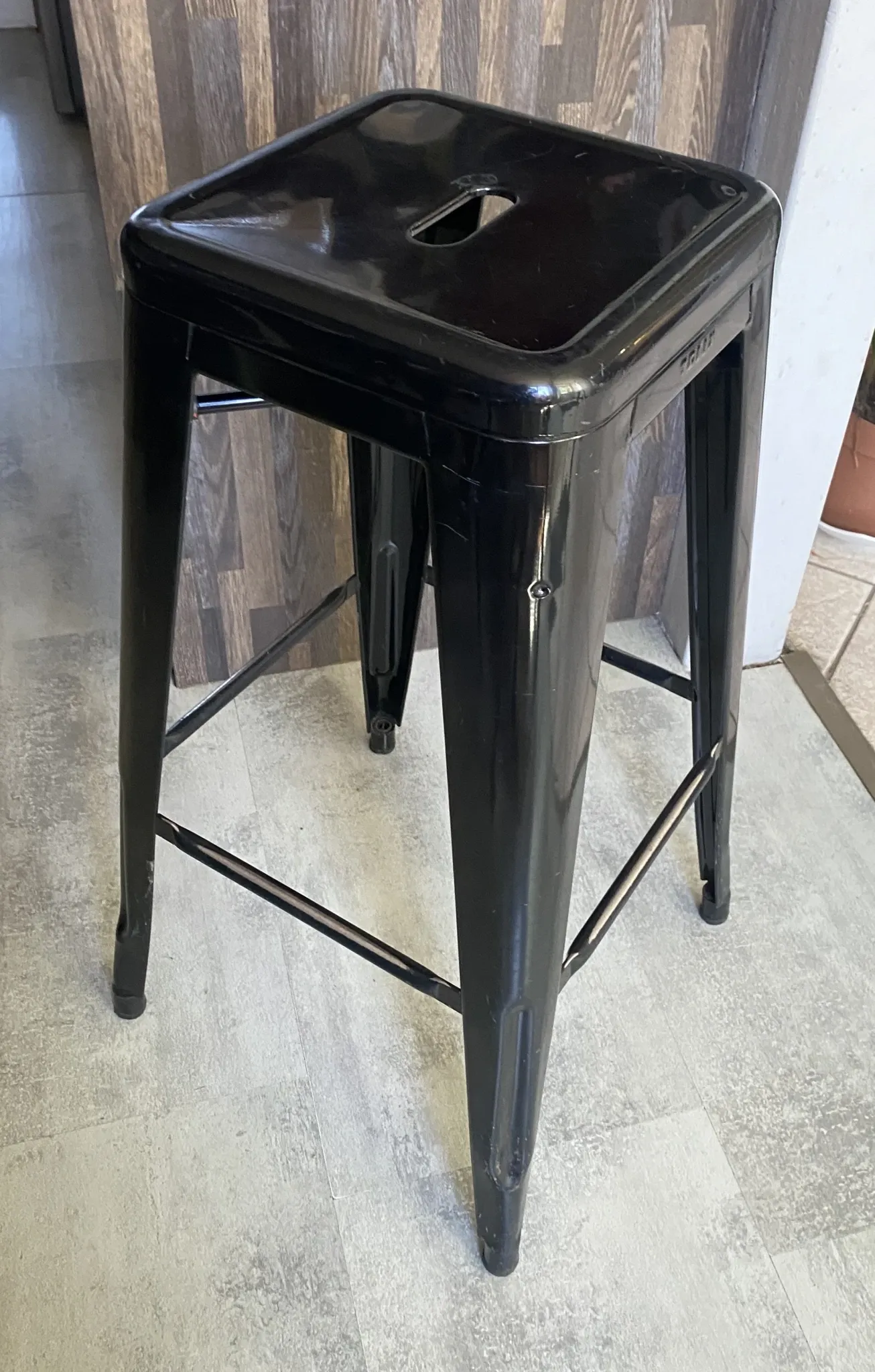 Genuine TOLIX H75 industrial high bar stool stackable black