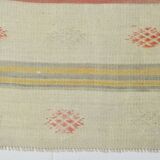 Tapis kilim carré en laine crème et beige