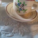 4 iron earth cups and saucers St Amand Moulin des Loups France, Odette model