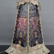 Moorish style lamp in patinated copper and painted glass, France, Mid-Century