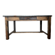Wood and zinc original patina workbench table