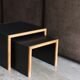 Side table black wooden trundles, 80s