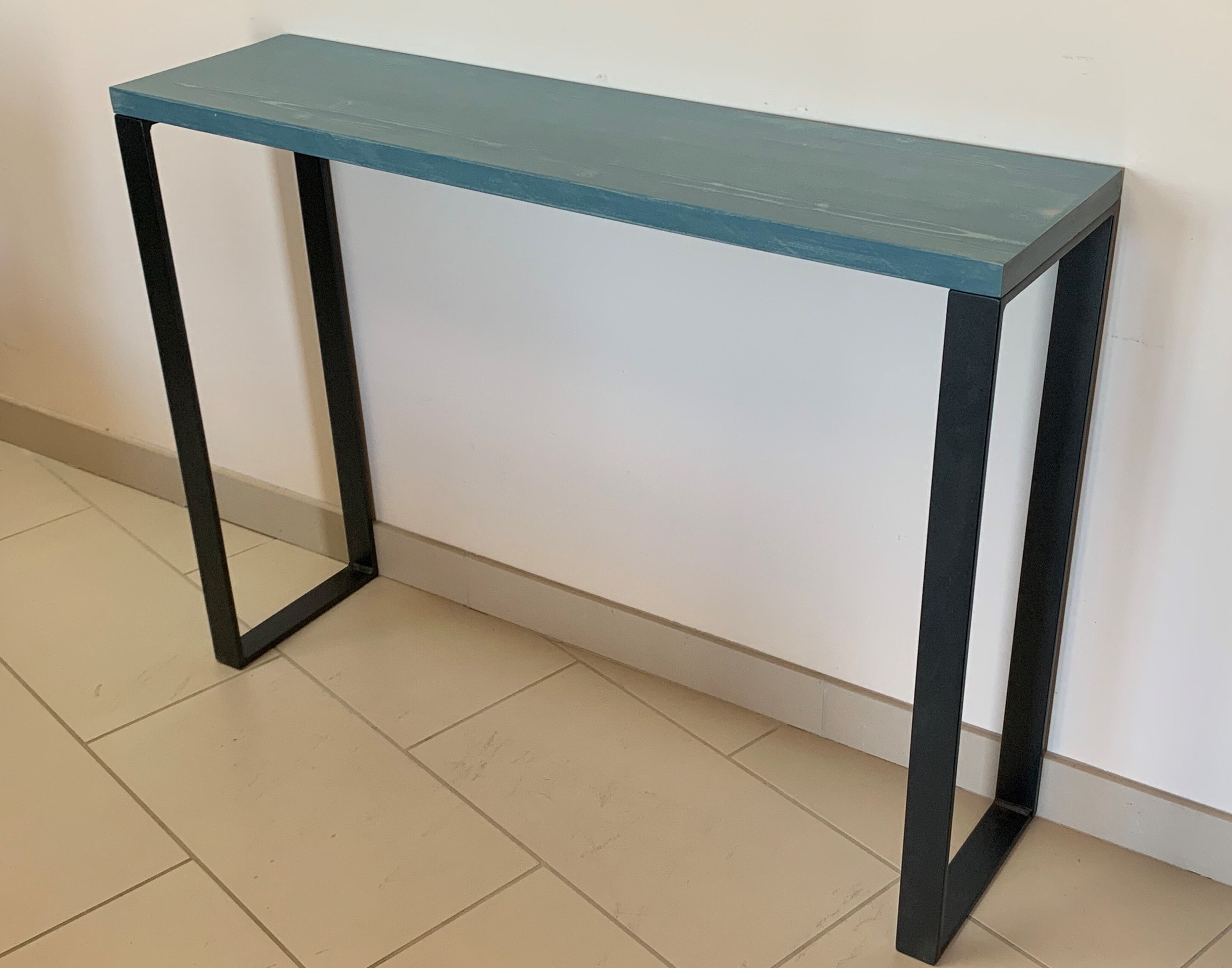 Console tray wood base footing steel