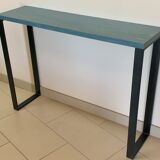 Console tray wood base footing steel