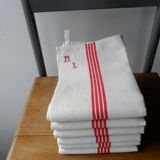 Set of 6 antique tea towels lined with ml