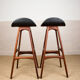 Pair of danish high stools in teak and black skaï model od61 by erik buch for oddense .