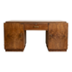 Large Art Deco desk in solid wood with storage cabinets.