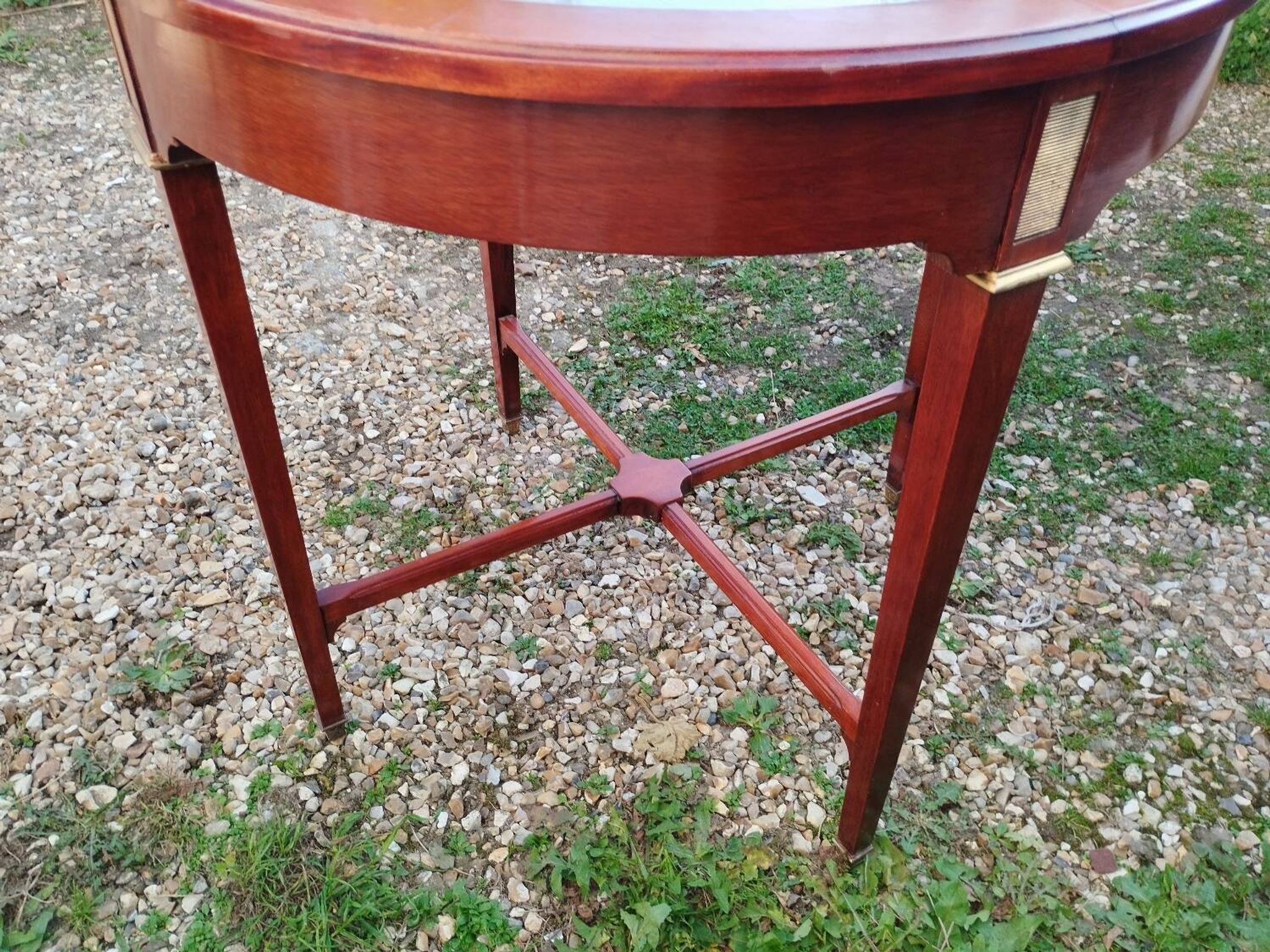 Table bouillotte ancienne style louis xvi avec plateau marbre
