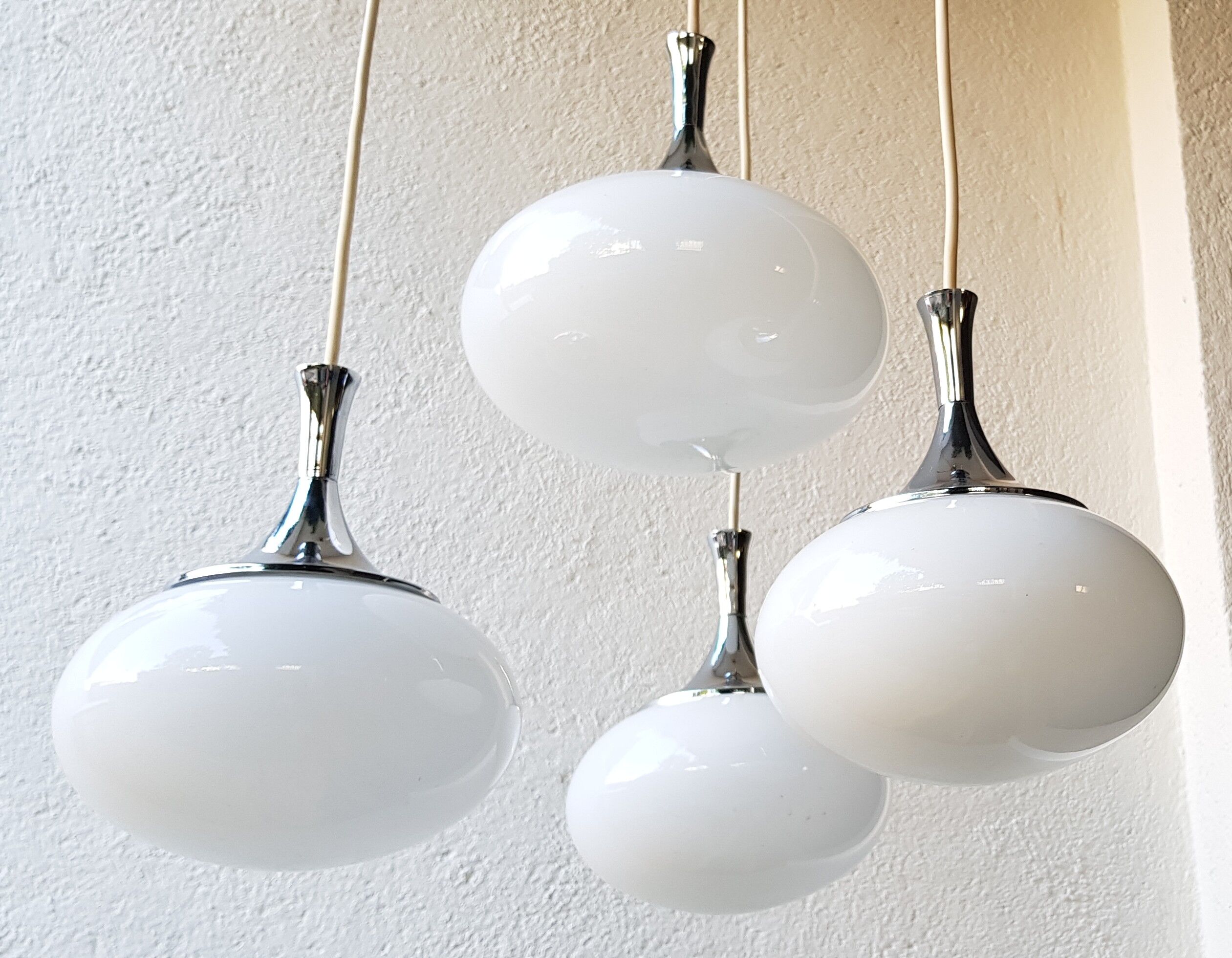opaline and chrome metal chandelier 70