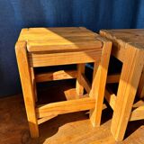 Pair of vintage larch stools, 1960s/70s