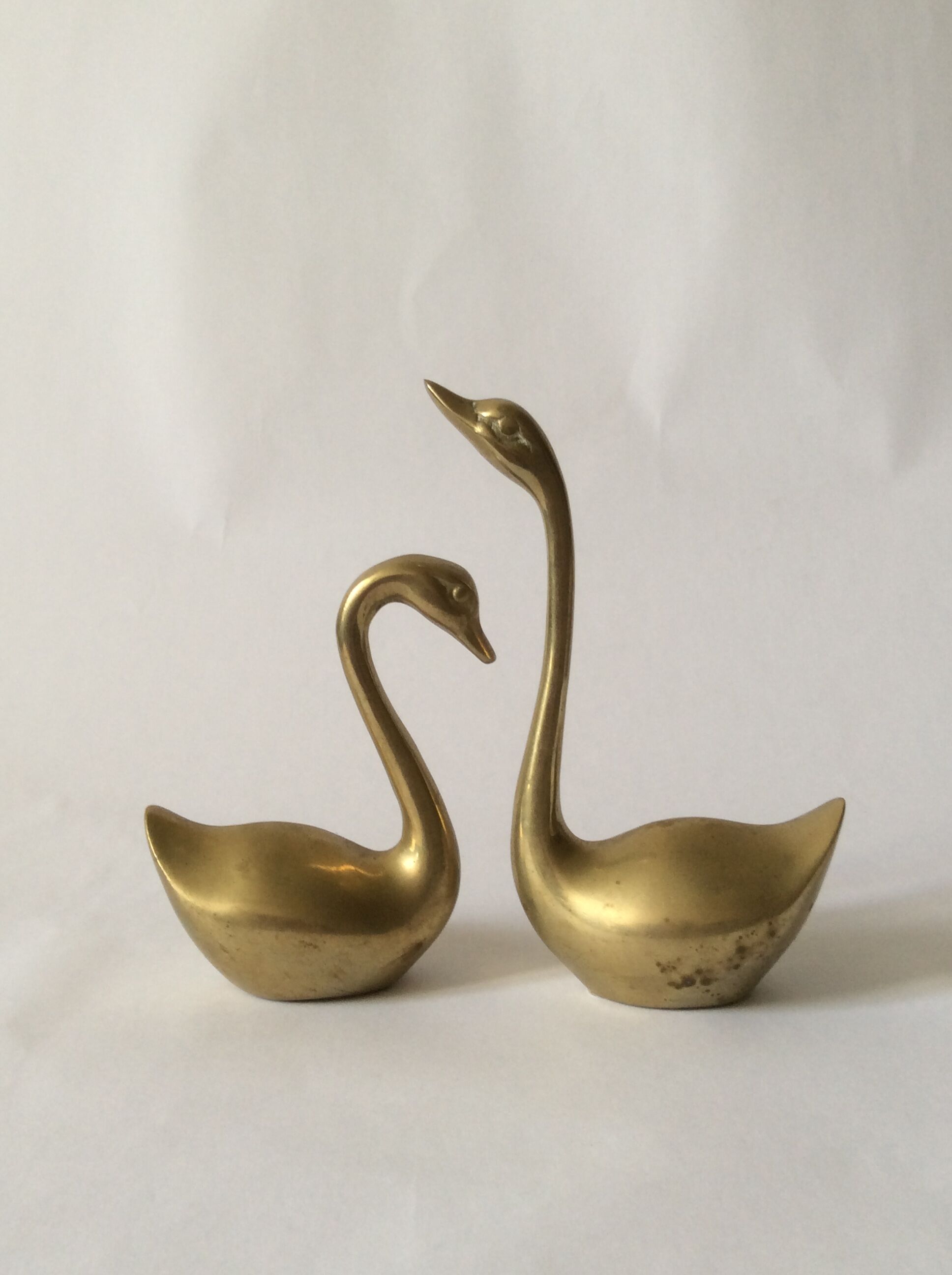 Set of 2 vintage brass swans