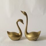 Set of 2 vintage brass swans